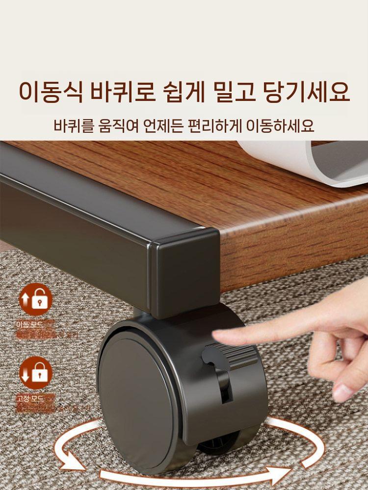 컴퓨터 본체 거치대 무타공 PC 홀더 책상 데스크탑 받침대 블랙 프레임+월넛 - 상세 이미지 5