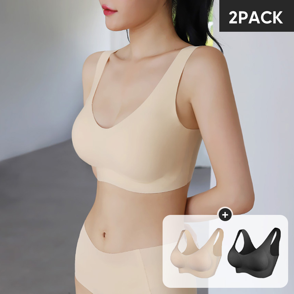 [N배송][슈퍼적립] 크라시앙 리얼컴포트 여성 편한 심리스 볼륨 노와이어 브라 총 2장 - 상품 이미지