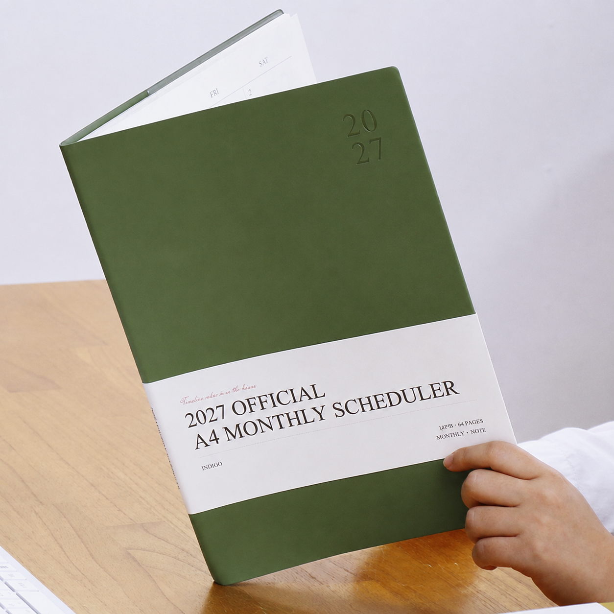 2027년 빅 먼슬리 플래너 A4 월간 스케줄러 업무용 다이어리 교무수첩 그린무스, 1개 - 상품 이미지
