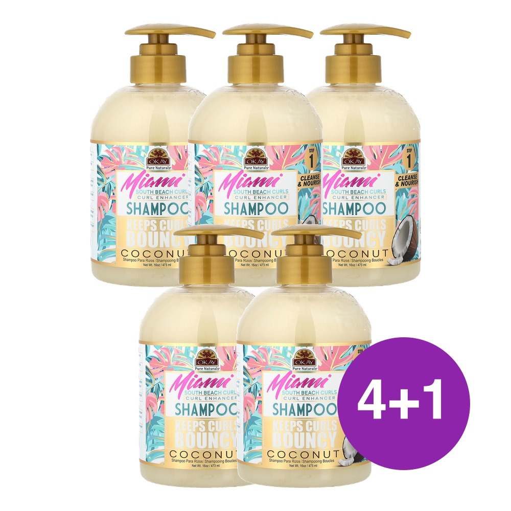 Okay Pure Naturals 컬 인핸서 샴푸 코코넛 473ml, 5개 - 상품 이미지