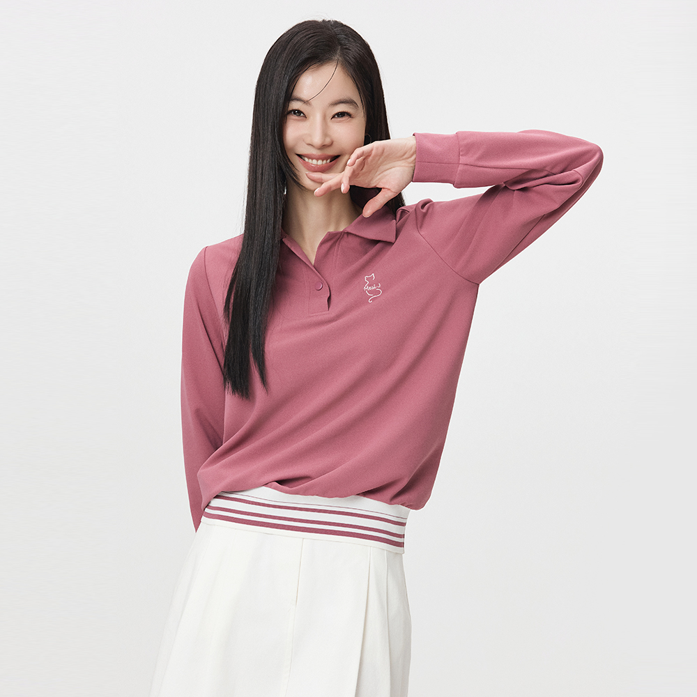메시제이 카라티 블라우스 3종 고양이 긴팔 티셔츠 스트라이프 무지 봄 가을 캐주얼 골프셔츠 - 상품 이미지