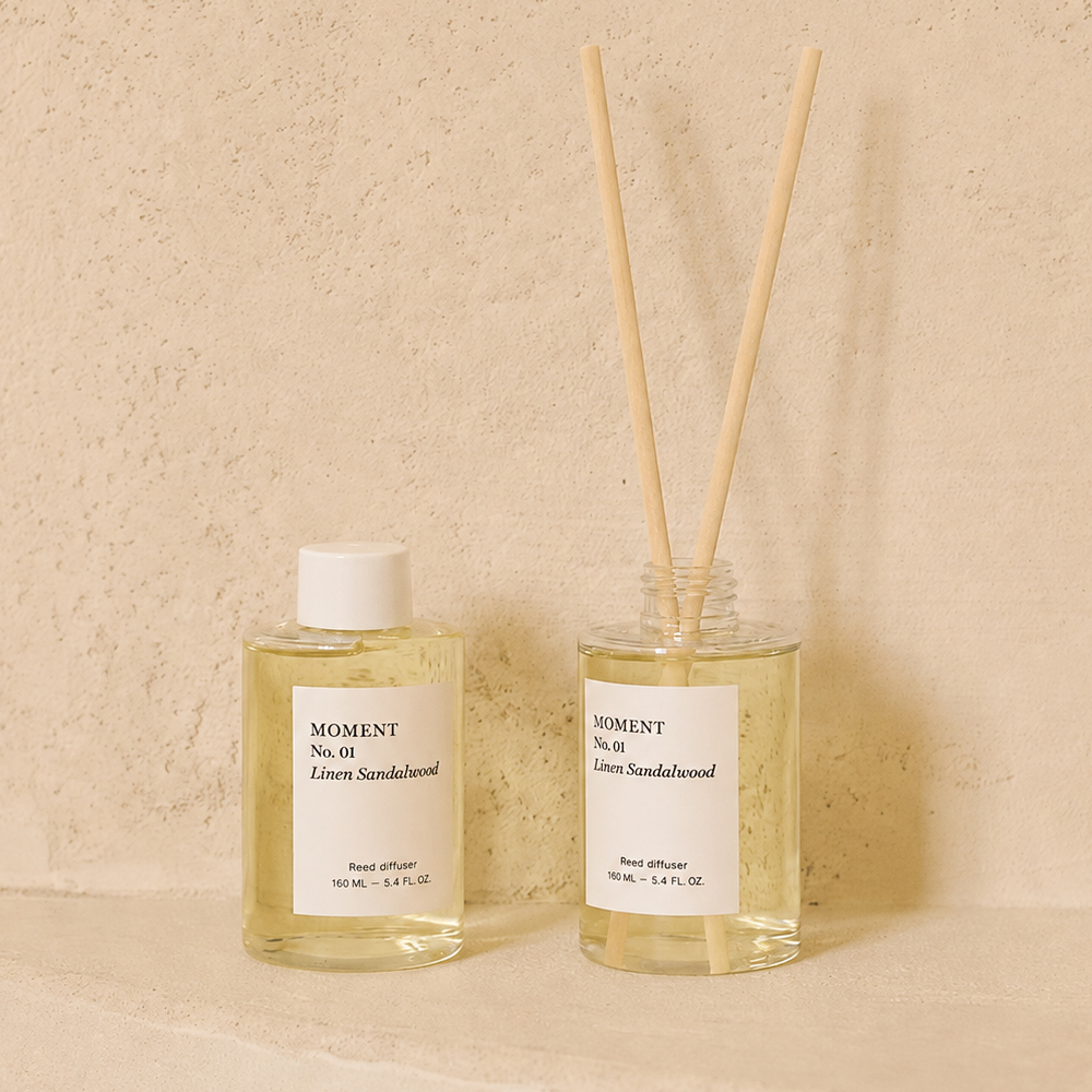 모먼트 디퓨저 리필 오일 실내 방향제 린넨 샌달우드 (부드러운 샌달우드향), 160ml, 2개 - 상품 이미지