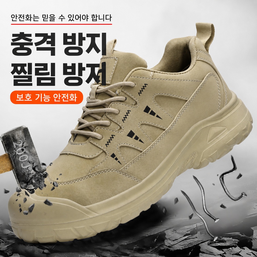 남성 경량 안전화 스틸토캡 케블라 방검중창 운동화형 작업화 - 상세 이미지 4