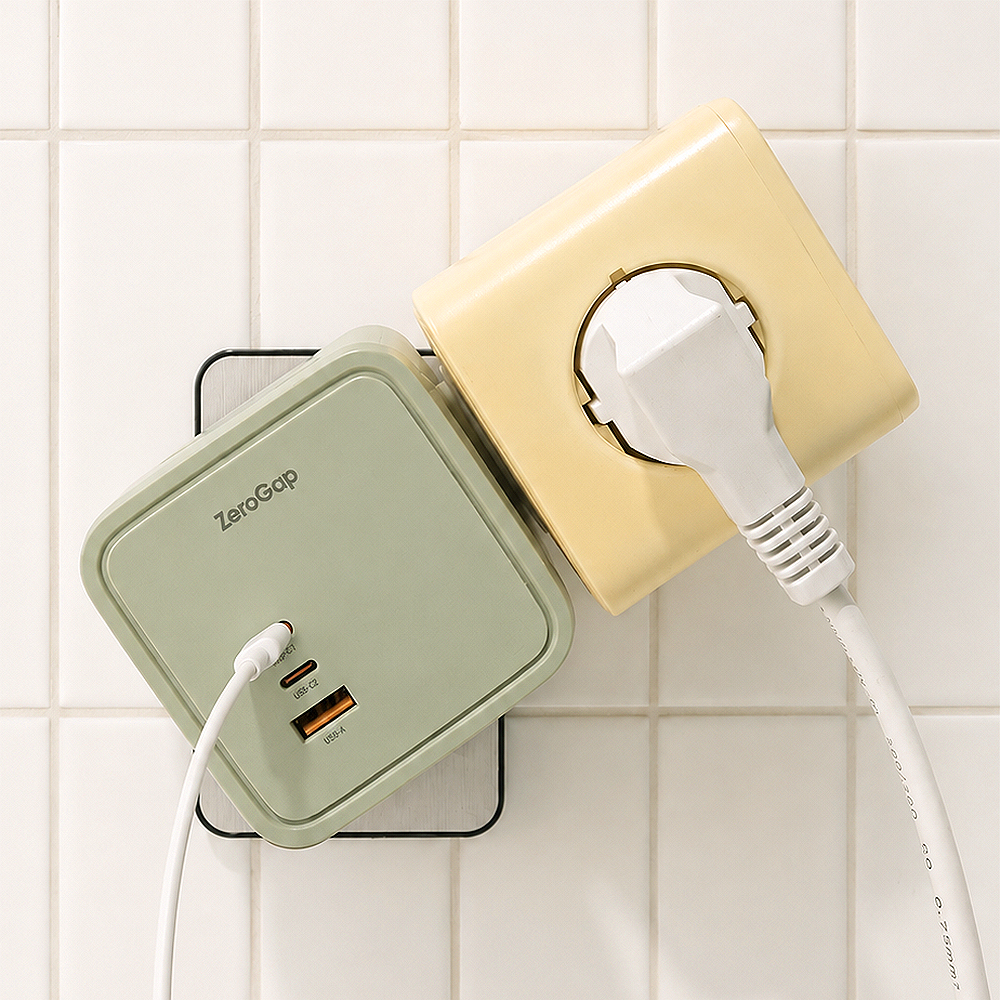 제로갭 usb 큐브 멀티탭 고용량 콘센트 PD33W 고속충전 4000w - 상품 이미지