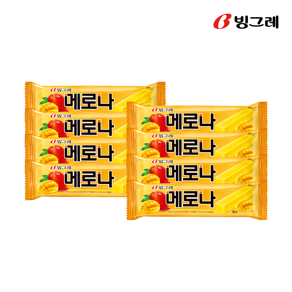 빙그레 메로나 아이스크림 망고, 75ml, 8개 - 상품 이미지