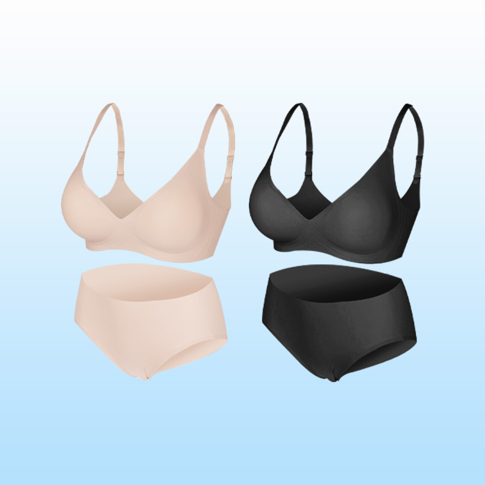 [슈퍼적립] 크라시앙 3cm 젤리 볼륨브라세트 노와이어 심리스 여자속옷 브라팬티세트 총 4장 - 상품 이미지