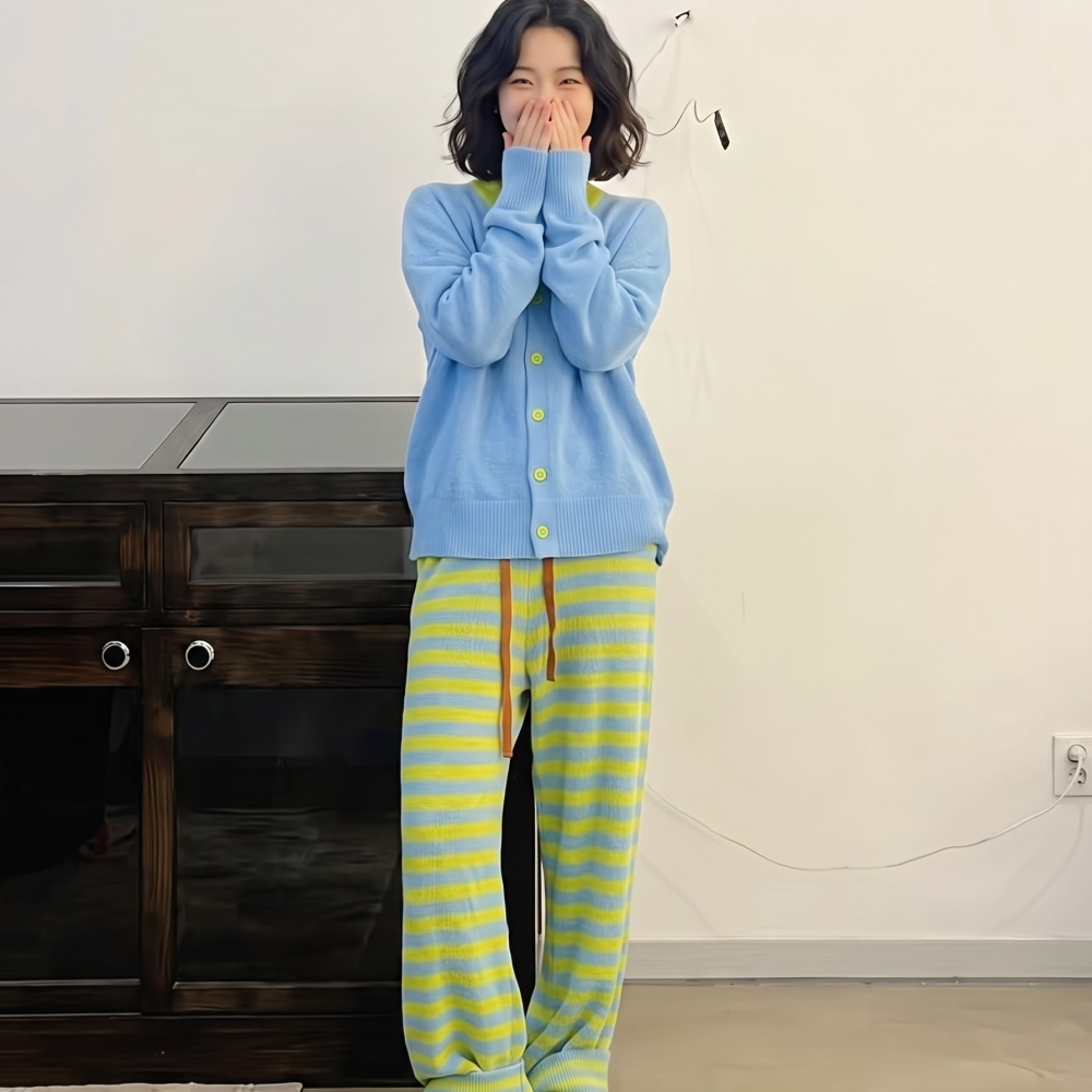 밍크스판잠옷 세트 극세사 뽀글이 양면기모 청소년 두꺼운 플란넬 파자마파티 털잠옷 - 상세 이미지 2