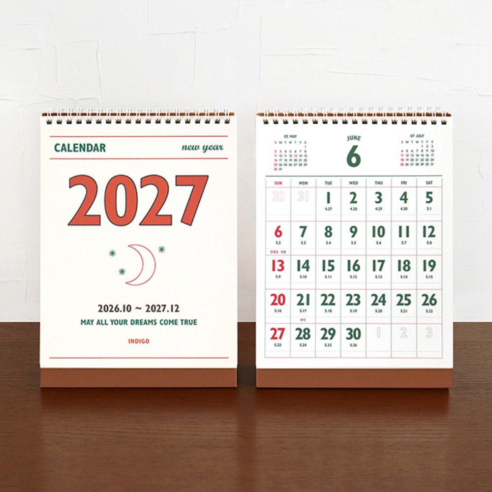 2027년 미니 탁상달력 2026년 하반기 27년 절기 달력 음력 1년 연달력 - 상세 이미지 2