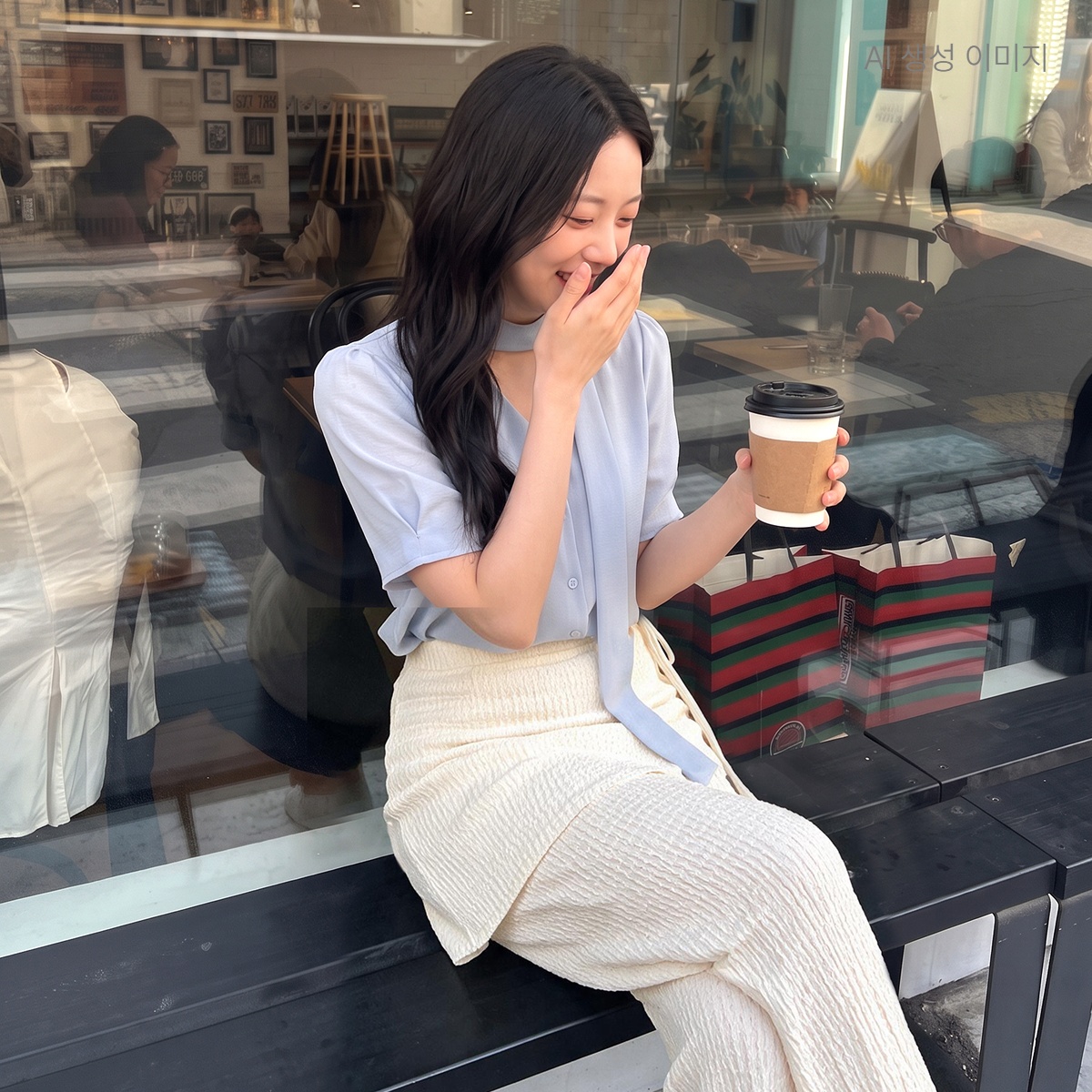 로엠 RE 타이블라우스 (RMBLG23R11) RMBLG25RT1 - 상세 이미지 2