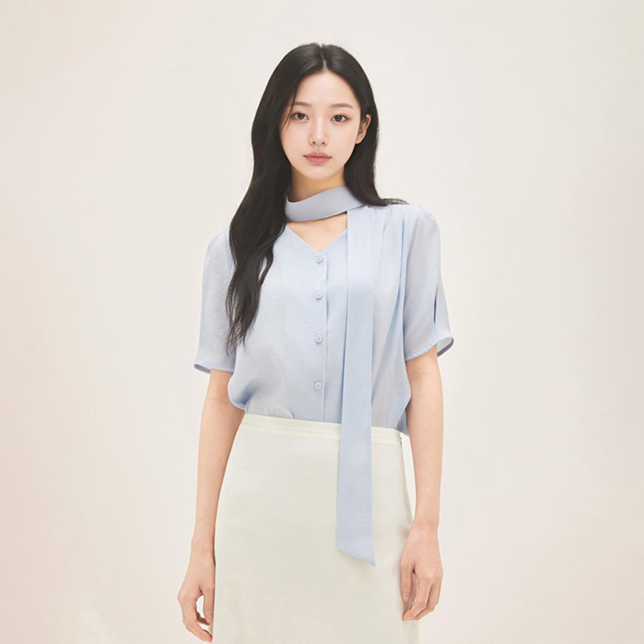 로엠 RE 타이블라우스 (RMBLG23R11) RMBLG25RT1 - 상세 이미지 3