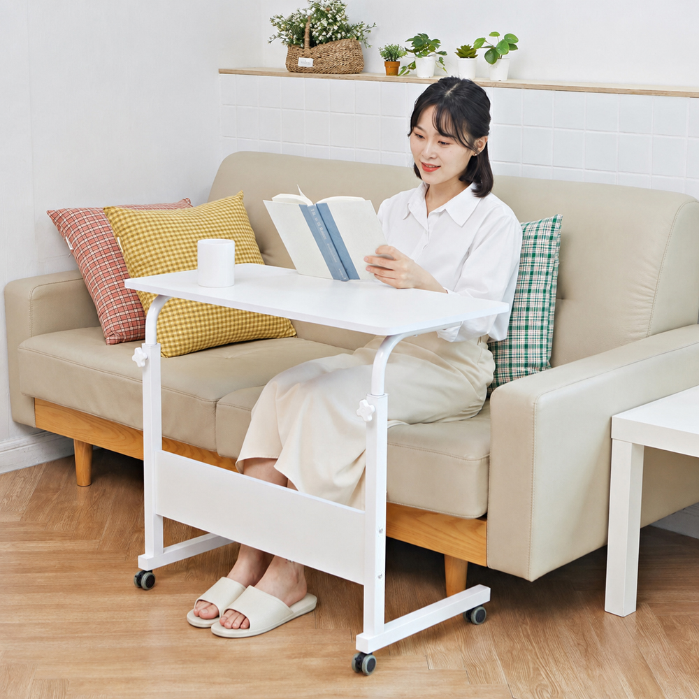 이동식 쇼파 침대용 테이블 간이 책상 침대 위 높낮이조절 보조 미니 슬롯미포함 60x40 상품 이미지