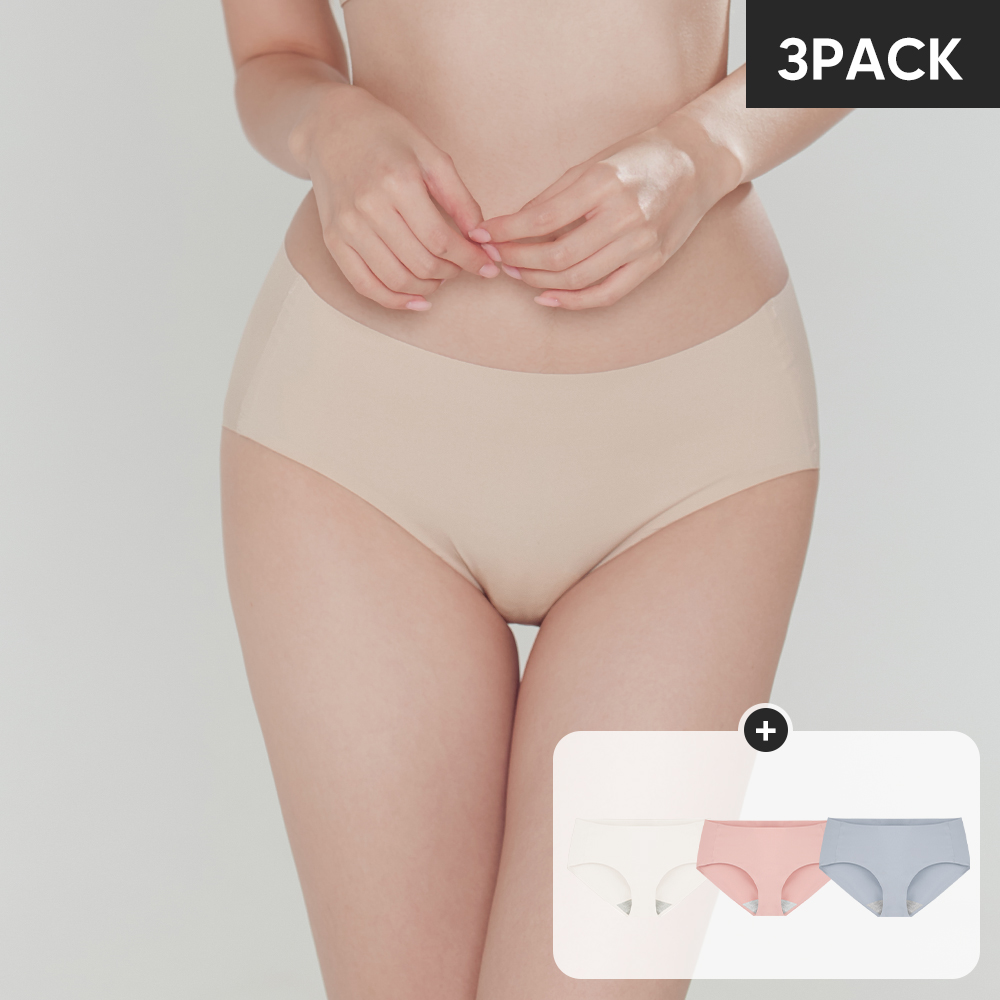 [N배송] [3pack] 크라시앙 젤리 팬티 여성 편안한 심리스 누디 햄 노라인 속옷 묶음팬티 - 상품 이미지