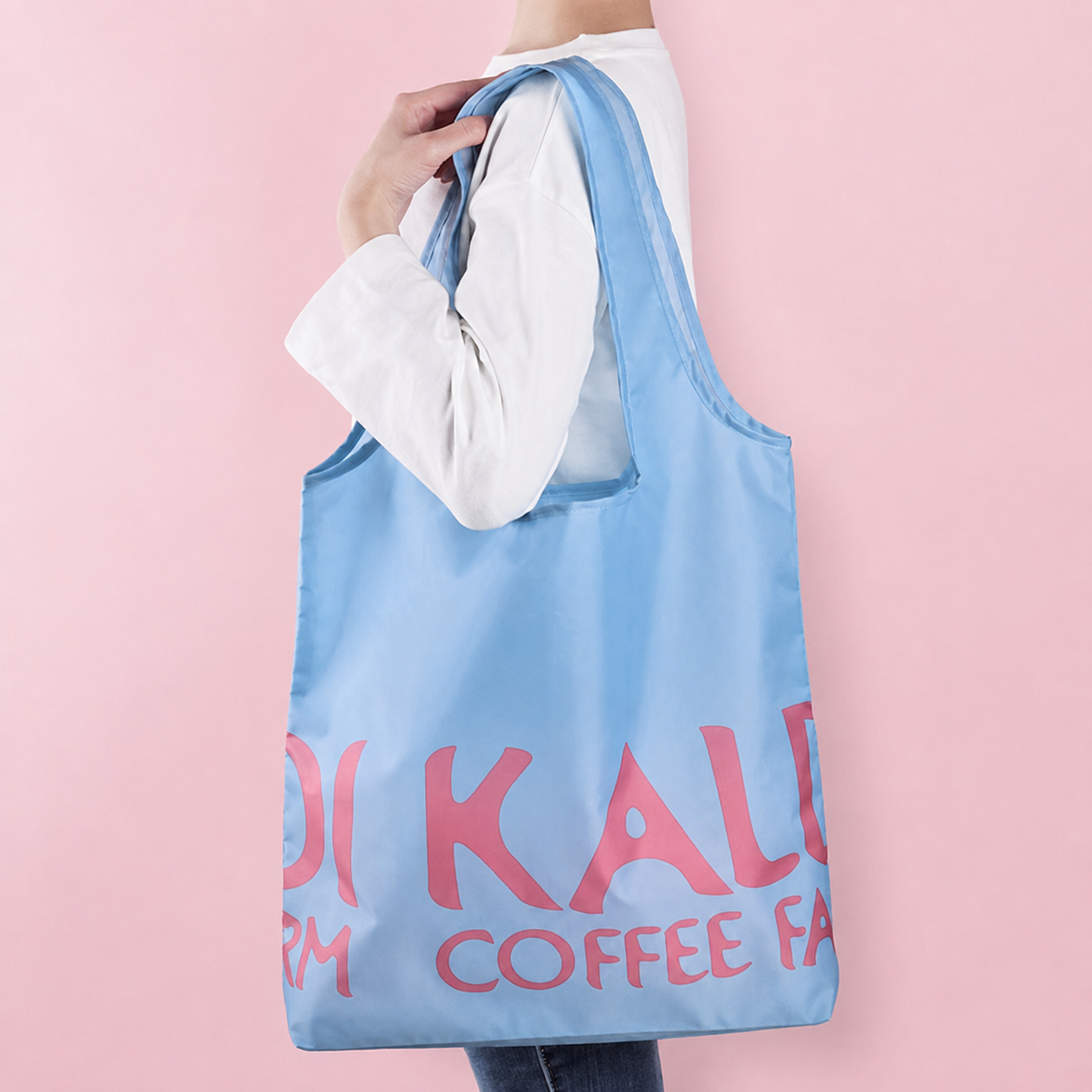 일본 칼디 KALDI 오리지널 에코백 컴팩트 장바구니 시어블루 - 상품 이미지