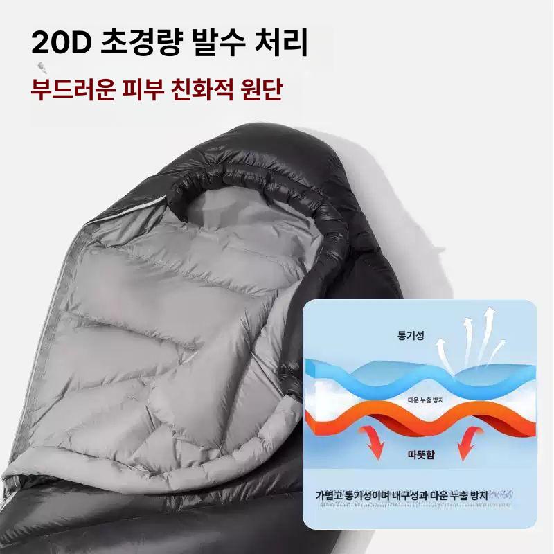 성인용 겨울용 두꺼운 방한 캠핑용 야외용 휴대용 다운 -15~-5℃ 나이트 블랙 G1200(L) - 상세 이미지 4
