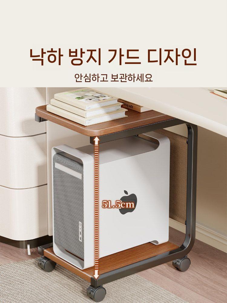 컴퓨터 본체 거치대 무타공 PC 홀더 책상 데스크탑 받침대 블랙 프레임+월넛 - 상세 이미지 4