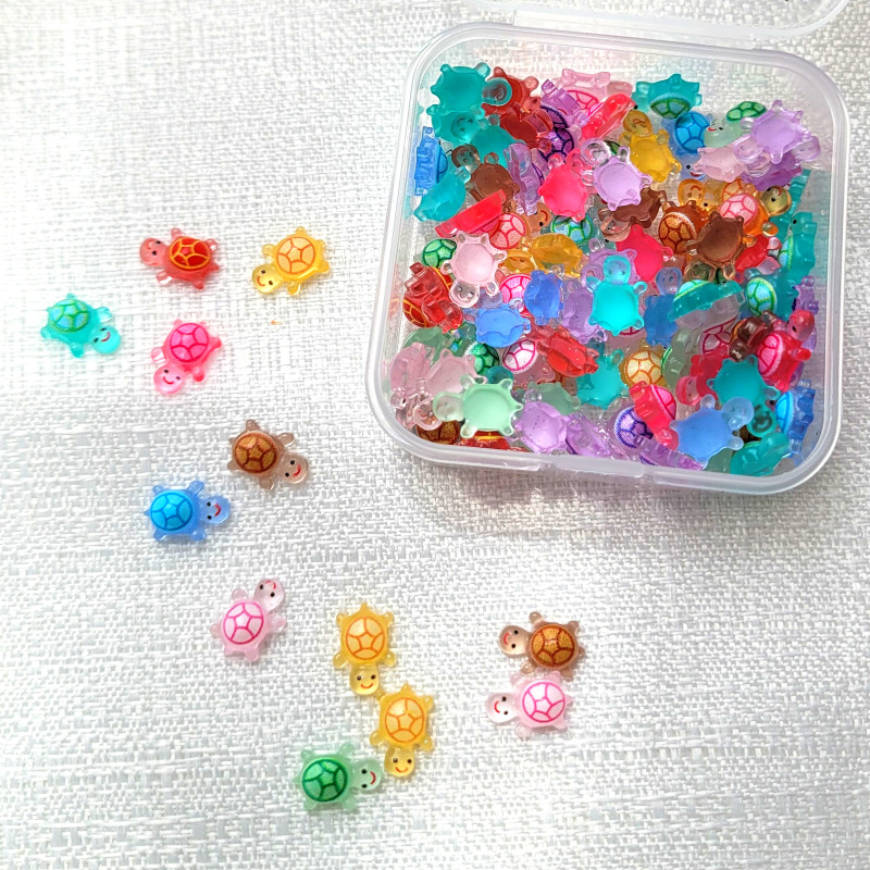 행운 거북이 파츠 100개 초미니 행운의 부기 야광 미니어처 네일 키링 꾸미기 DIY 재료 - 상품 이미지
