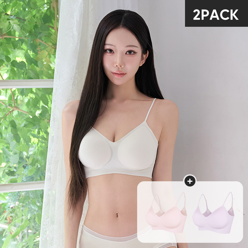 [2pack]크라시앙 2cm 얇은끈 라이트핏 브라 노와이어 심리스 편한 데일리브라 여자속옷 - 상품 이미지