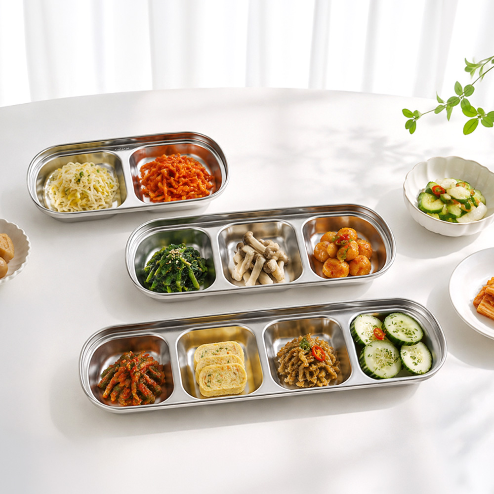 키친유 미피 스텐 304 4절 나눔접시 반찬접시 4구 소스 찬기 다과 유아 캐릭터 간식그릇 이미지 6