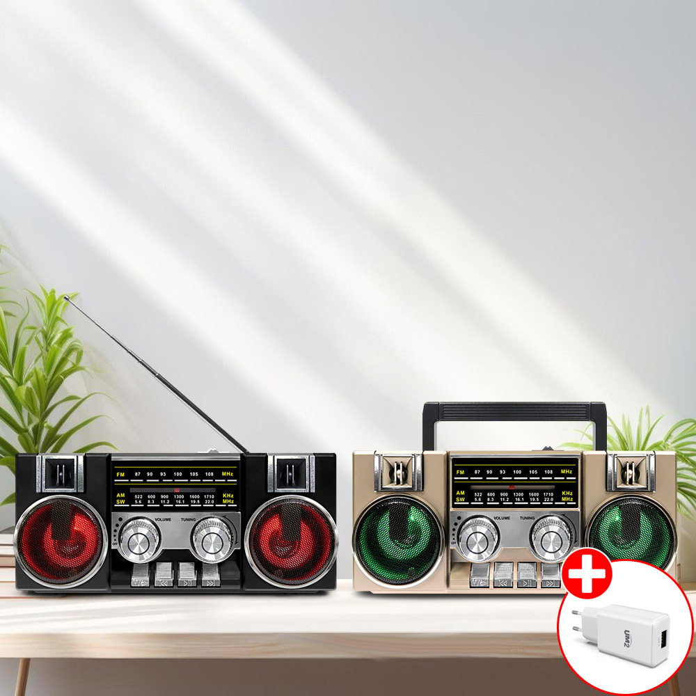 USB음원 SD TF카드 레트로 아날로그 블루투스 스피커 클래식 휴대용 탁상용 FM라디오 - 상품 이미지