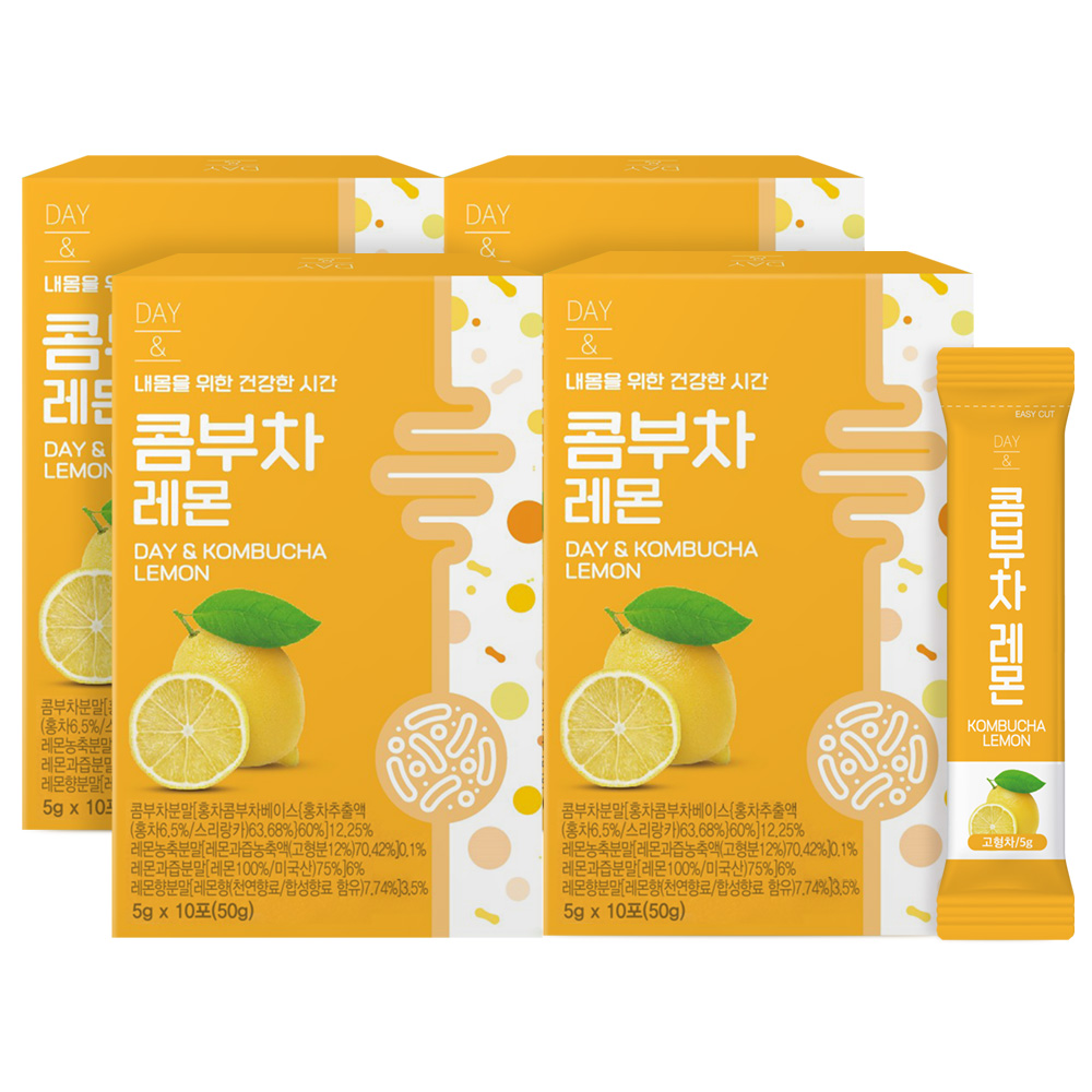 참앤들황토농원 데이앤 콤부차 레몬맛 5g 레몬, 10개입, 4개 - 상품 이미지