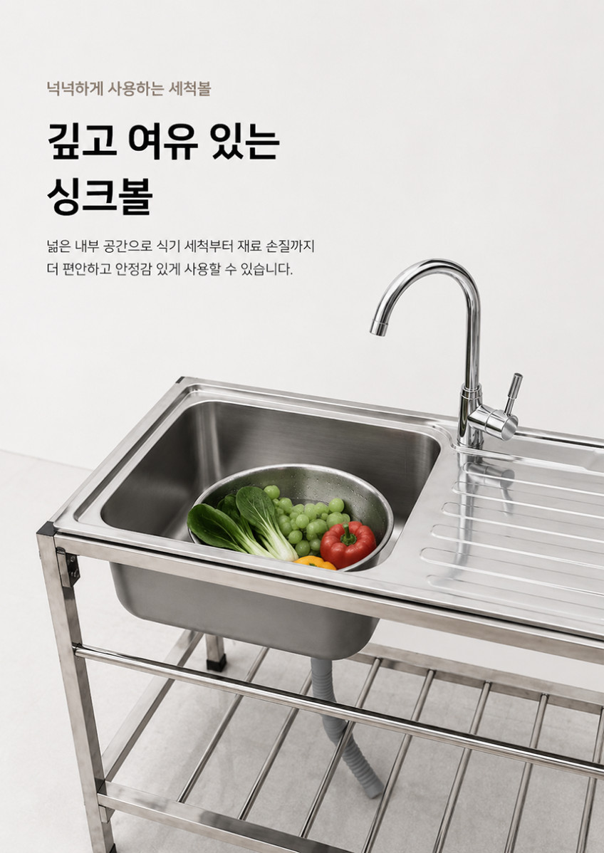 스텐 싱크대 업소용 씽크대 야외 세정대 야외 주방 개수대 1단 판매처 상세 정보 이미지 3