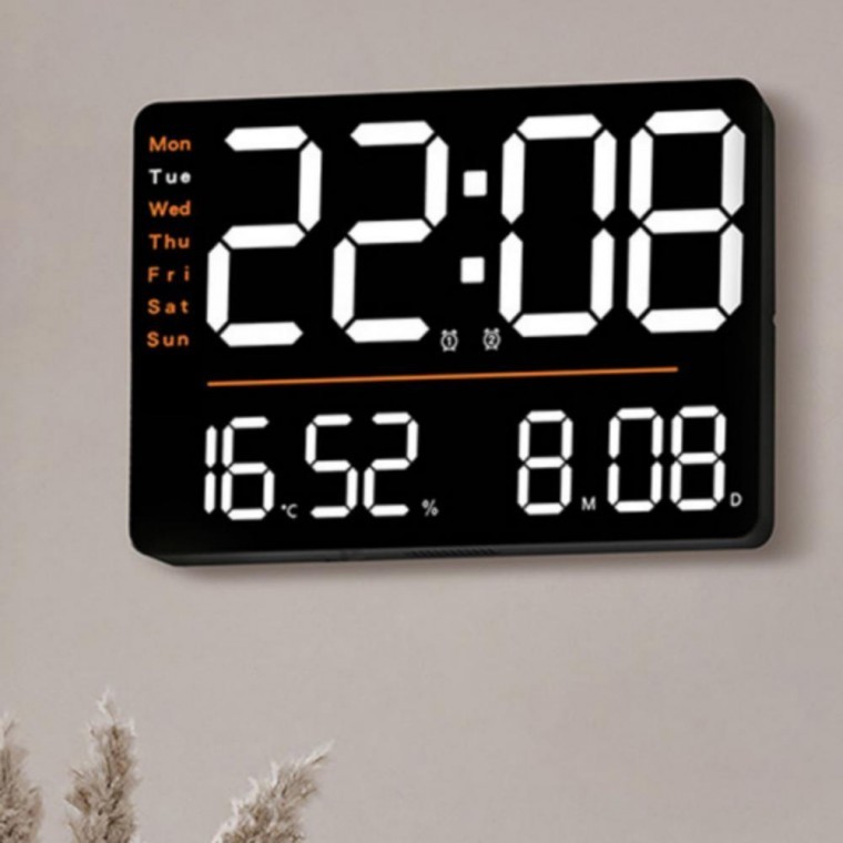 LED 스퀘어 온습도 요일 알람 타이머 전자 벽시계