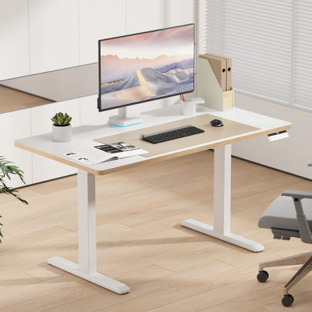 엔산 NMD1 듀얼모터 모션데스크 높이조절책상 화이트 라운드상판 1400x750mm 화이트 프레임 컨트롤패널