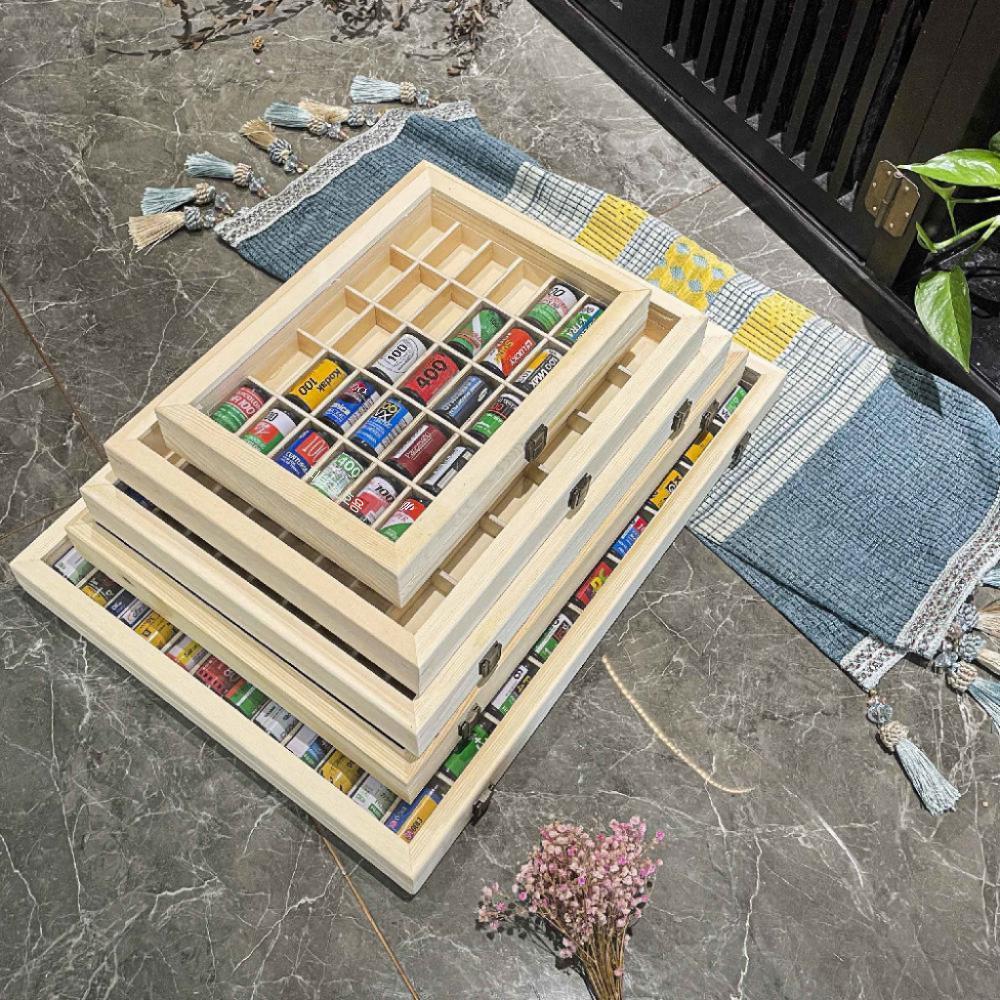 카메라 필름 보관함 렌즈 케이스 디지털 액세서리 정리함 라이트우드 80칸 45x32x4.5 - 상세 이미지 5