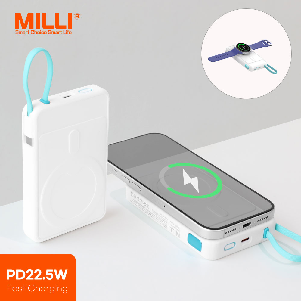 milli 3in1 고속 맥세이프보조배터리 아이폰 에어팟 갤럭시 버즈 워치 무선충전 호환 - 상품 이미지