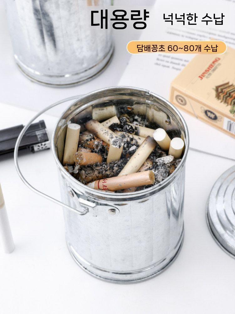 재떨이 꽁초 쓰레기통 휴지통 철제 양동이 양철 원형 업소용 이미지 7