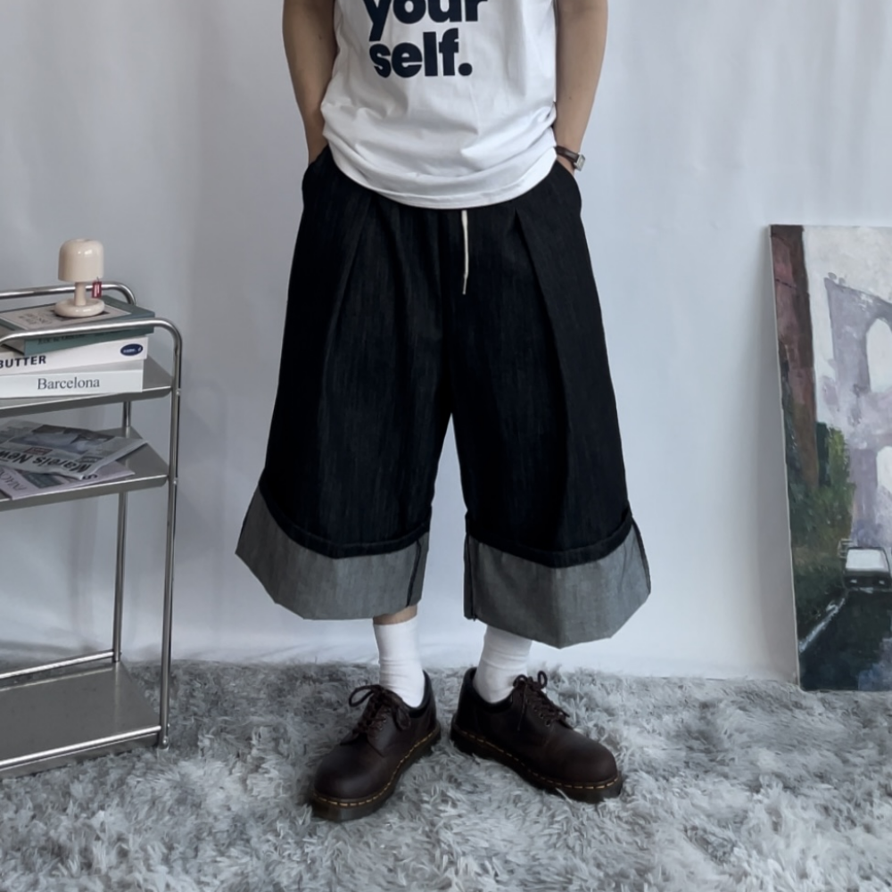 남자 버뮤다 데님 팬츠 7부 바지 여름 밴딩 청반바지 이미지 6