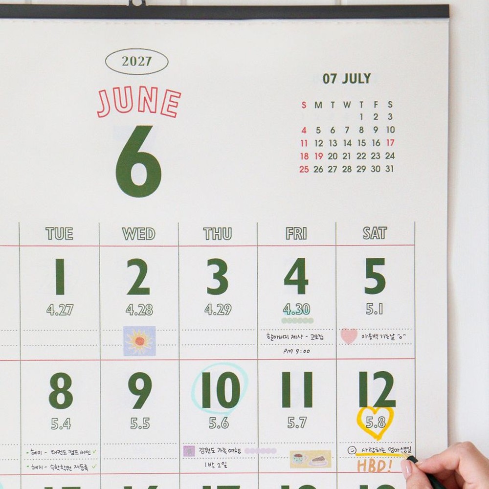 2027 벽걸이 달력 대형 27년 A2 인디고 루나 2027년 큰 벽달력 레트로, 1개 - 상세 이미지 5