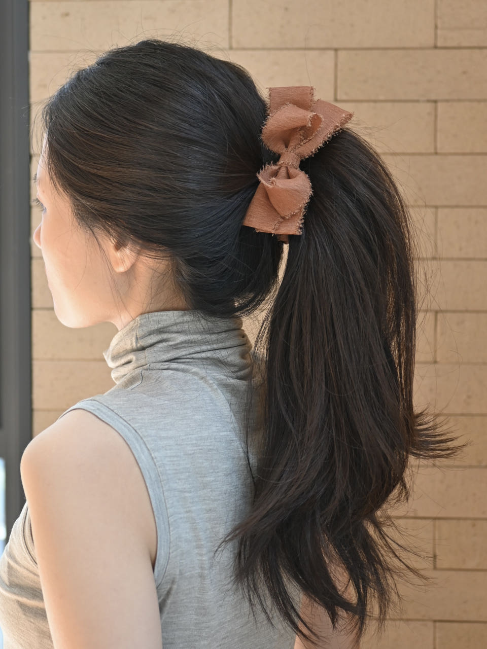 바나나핀 날리 쉬폰 빅 리본 올림머리집게핀 헤어바렛 데일리 심플 10cm - 상품 이미지