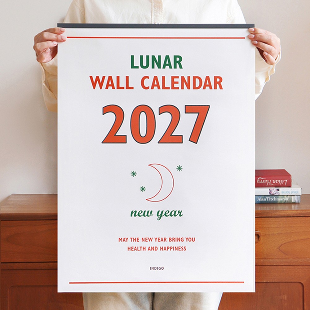 2027 벽걸이 달력 대형 27년 A2 인디고 루나 2027년 큰 벽달력 레트로, 1개 - 상세 이미지 2