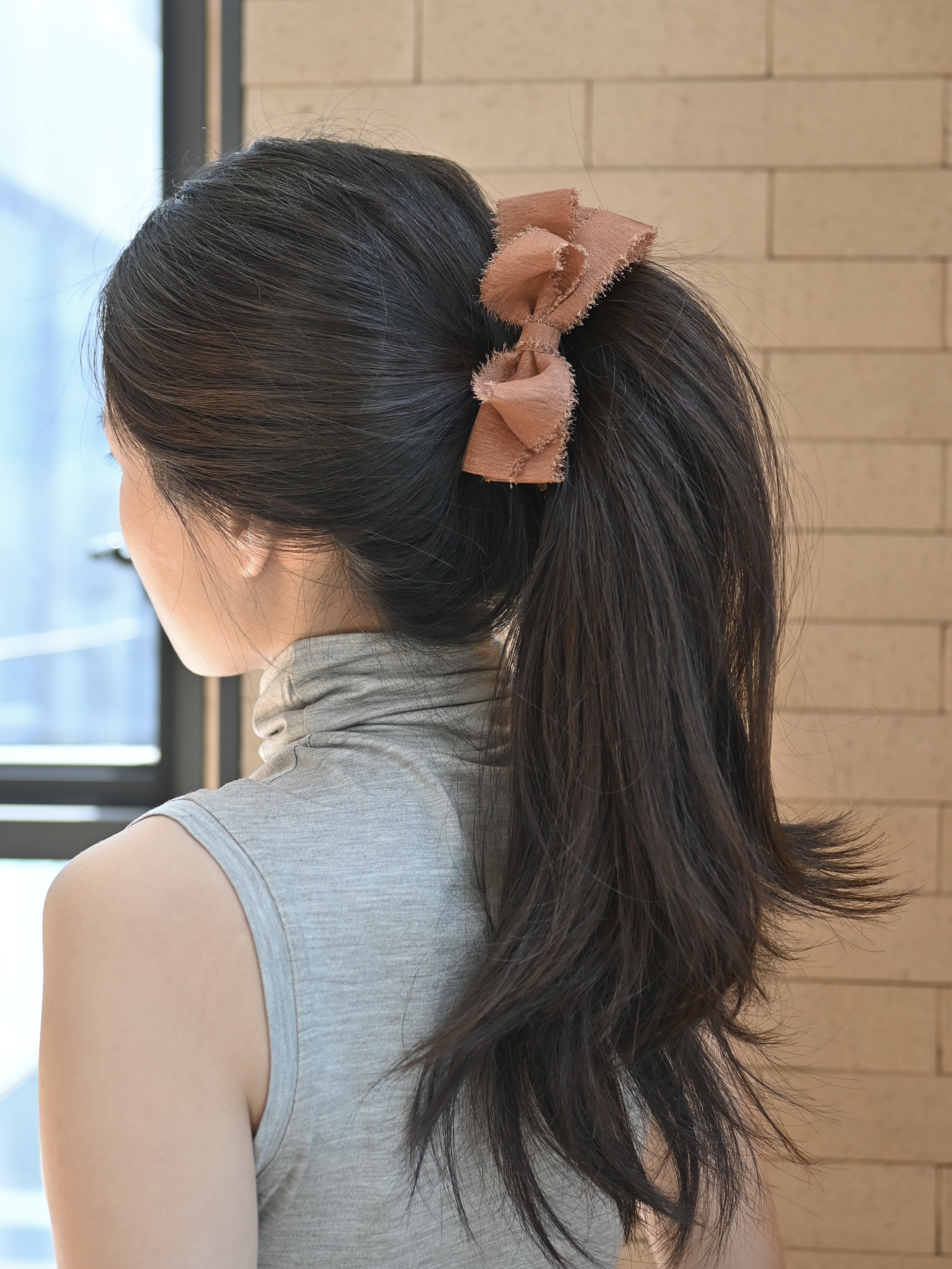 바나나핀 날리 쉬폰 빅 리본 올림머리집게핀 헤어바렛 데일리 심플 10cm - 상세 이미지 2