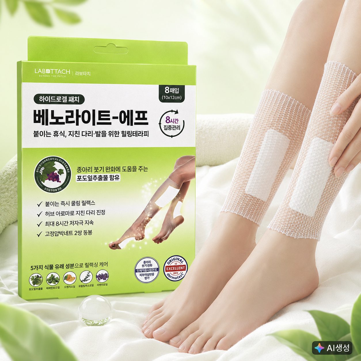 8매입 라보타치 베노라이트 에프 하이드로겔 패치 종아리패치 붓기 - 상세 이미지 2