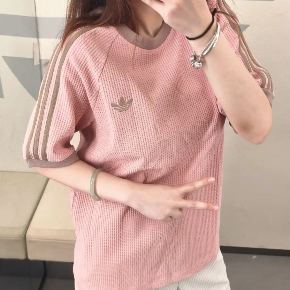 아디다스 오리지널 와플 캘리 남녀공용 반팔 티셔츠 핑크 KT7788 - 상세 이미지 4