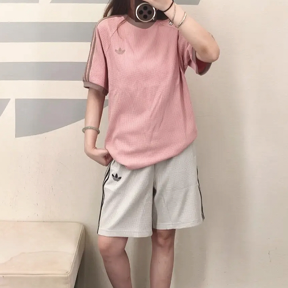 아디다스 오리지널 와플 캘리 남녀공용 반팔 티셔츠 핑크 KT7788 이미지 8