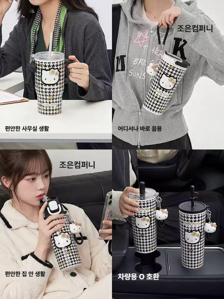 헬로키티 텀블러 보온 보냉 빨대 물컵 여성 선물용 고급 스텐 스테인리스 머그 조은컴퍼니 리틀 푸딩 보온 컵 250ml - 상세 이미지 5