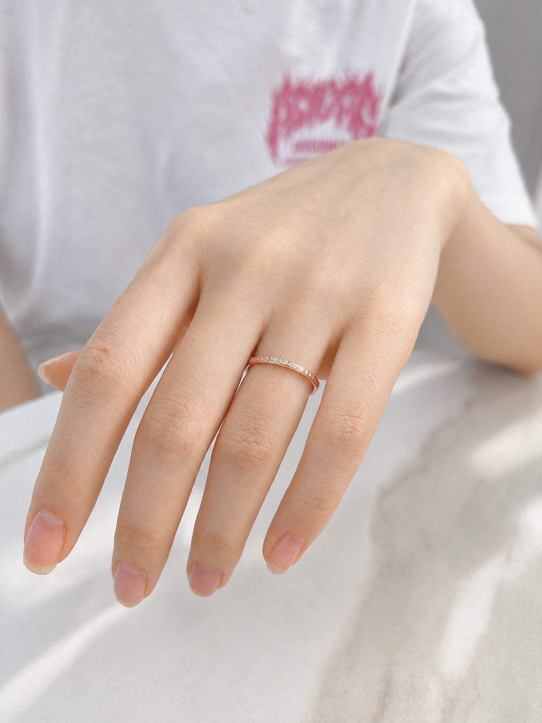 14K 컷팅 레이어드 반지 1.8mm 슬림 데일리 여성 - 상세 이미지 4