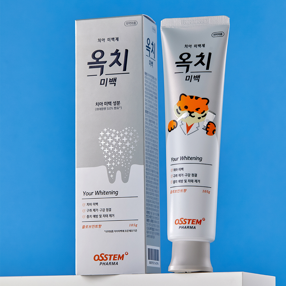 옥치 미백 치약 치아 화이트닝 누렁니 제거 임상 시험 완료 105g, 2개 - 상품 이미지
