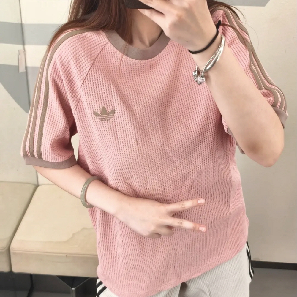 아디다스 오리지널 와플 캘리 남녀공용 반팔 티셔츠 핑크 KT7788 이미지 6