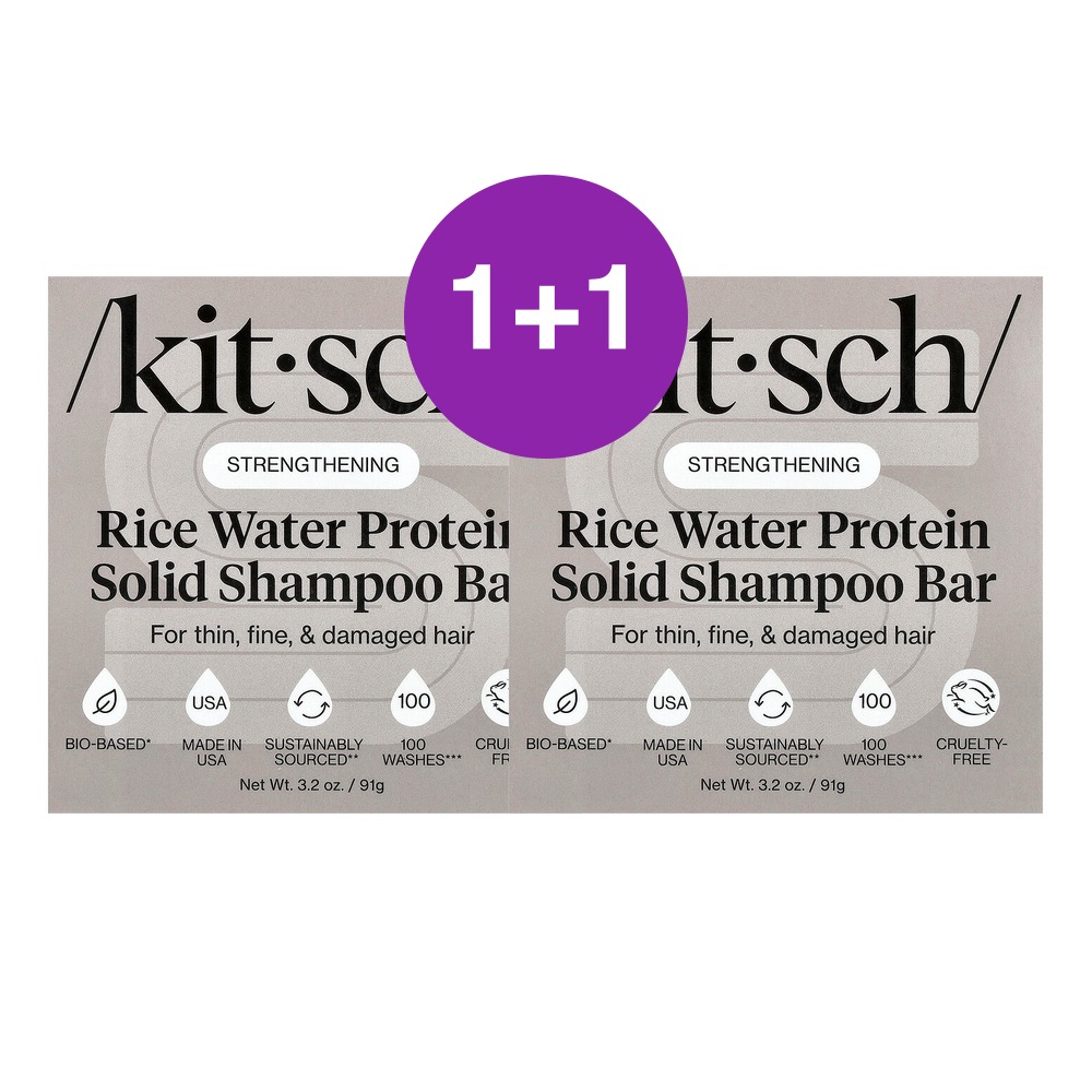 Kitsch 스트렝스닝 고체 샴푸 바 쌀뜨물 단백질 백차 감귤 91g, 2개 - 상품 이미지