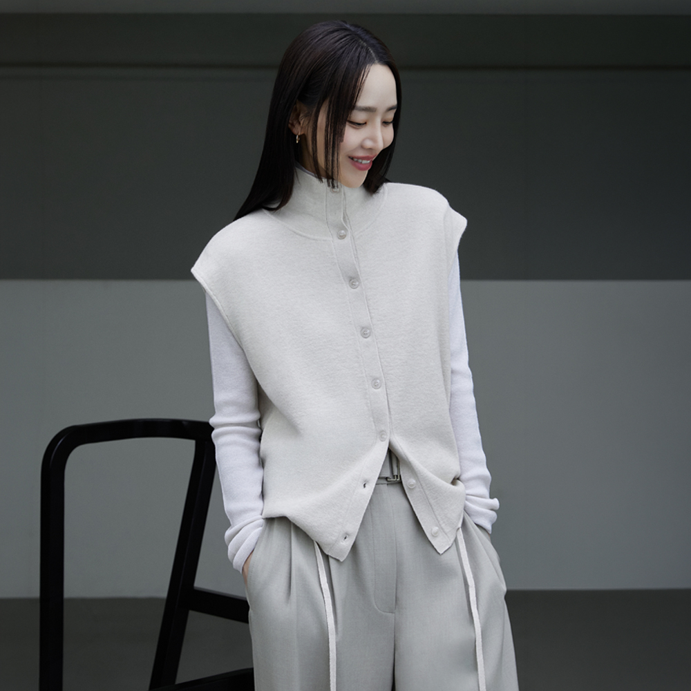 더엣지 [3종세트] 26FW 하이넥 버튼 베스트 - 상품 이미지