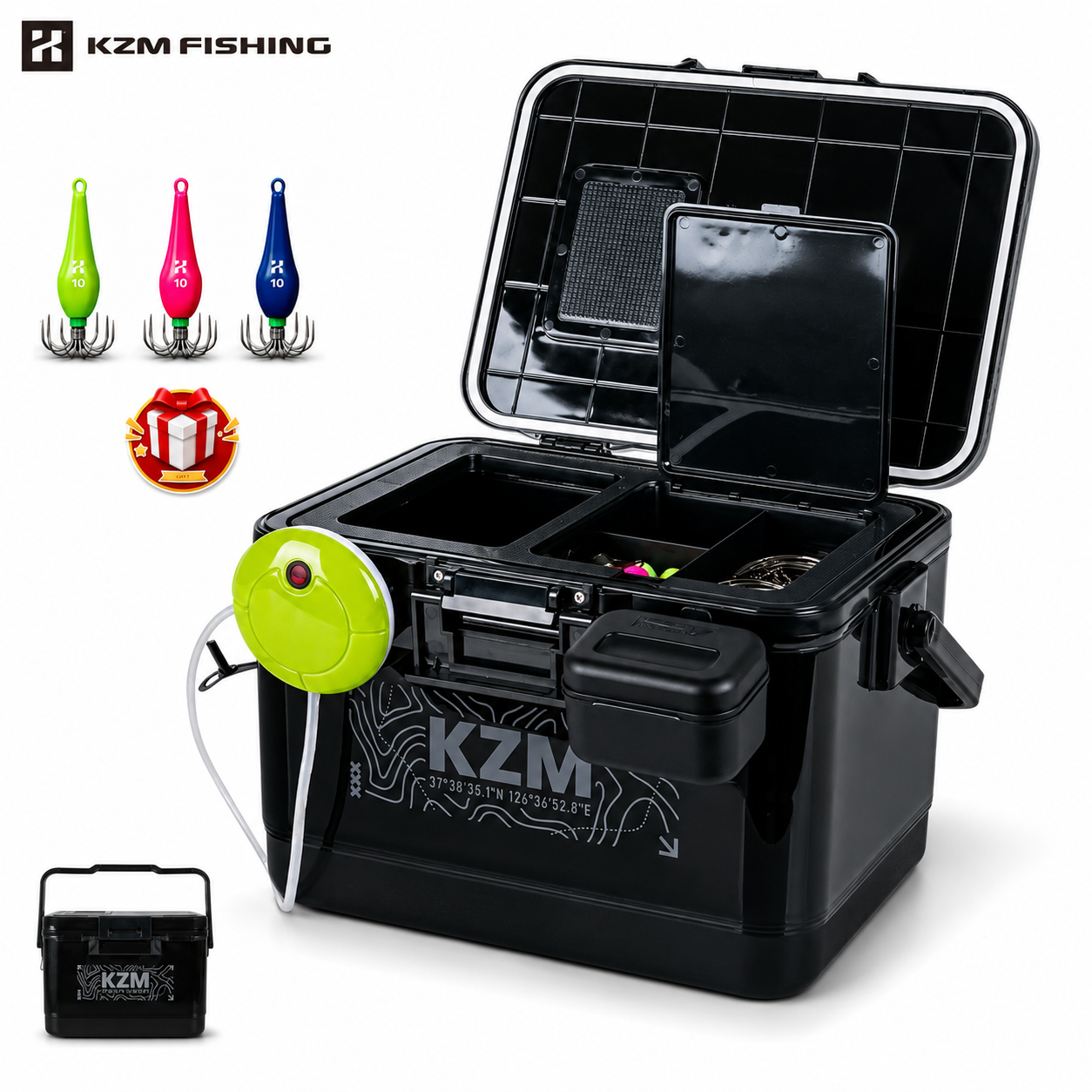 KZM 쭈킬쿨러 10L 아이스박스 K25T3D13 쭈꾸미갑오징어새우살림통 - 상품 이미지