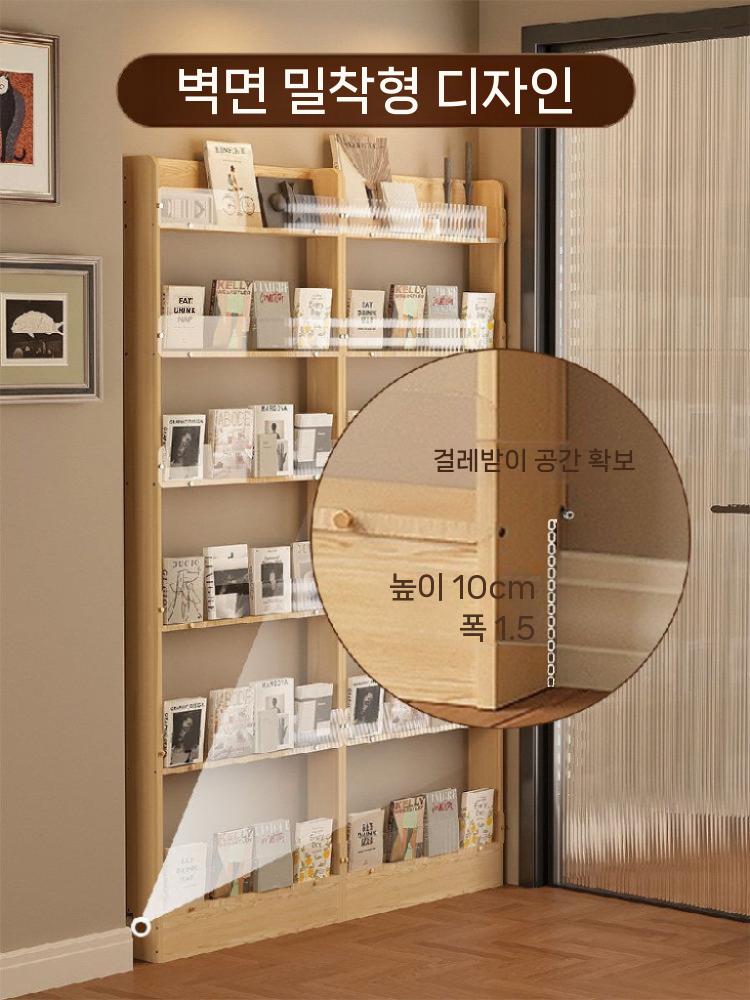 문뒤선반 원룸 좁은공간 진열대 정리대 장식장 틈새 수납 나뭇결 6단 40cm - 상세 이미지 4