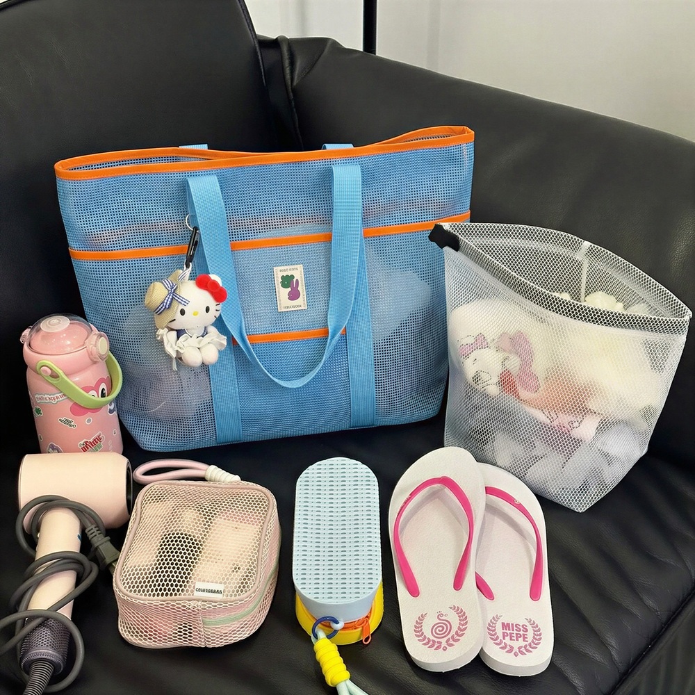 메쉬 수영가방 목욕 워터파크 샤워박스 수영장 물놀이가방 수영복 다용도 방수 파우치 샤워 - 상세 이미지 5