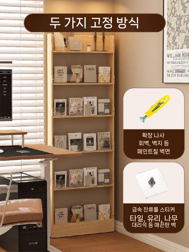 문뒤선반 원룸 좁은공간 진열대 정리대 장식장 틈새 수납 나뭇결 6단 40cm - 상세 이미지 3