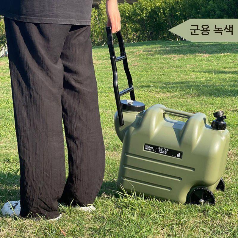 바퀴 달린 물통 양동이 공사장 이동식 생수통 바케스 물병 그린 28L - 상세 이미지 4