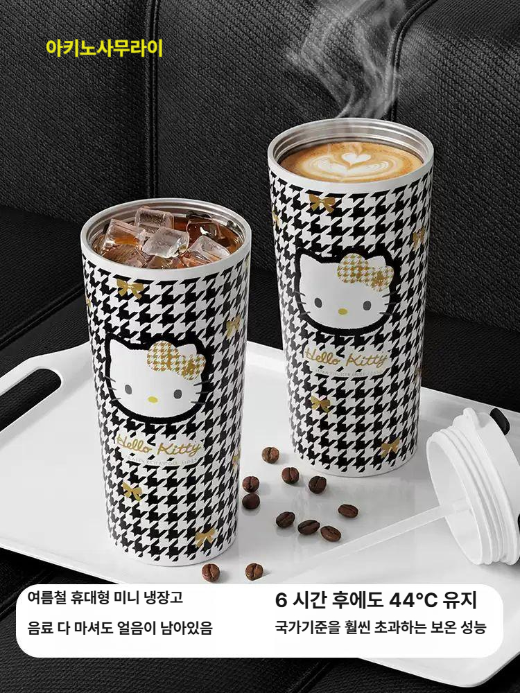 헬로키티 텀블러 보온 보냉 빨대 물컵 여성 선물용 고급 스텐 스테인리스 머그 아키노사무라이 리틀 푸딩 보온 컵 250ml - 상세 이미지 4
